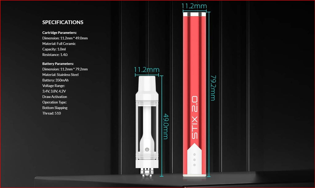 4 Yocan Stix 2.0 Oil Vape Pen Specifications