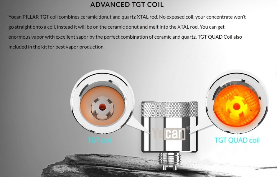 Yocan Pillar Coil Atomizers with TGT Technology (5 Pack) Ceramic Donut and Quartz Rod Coils