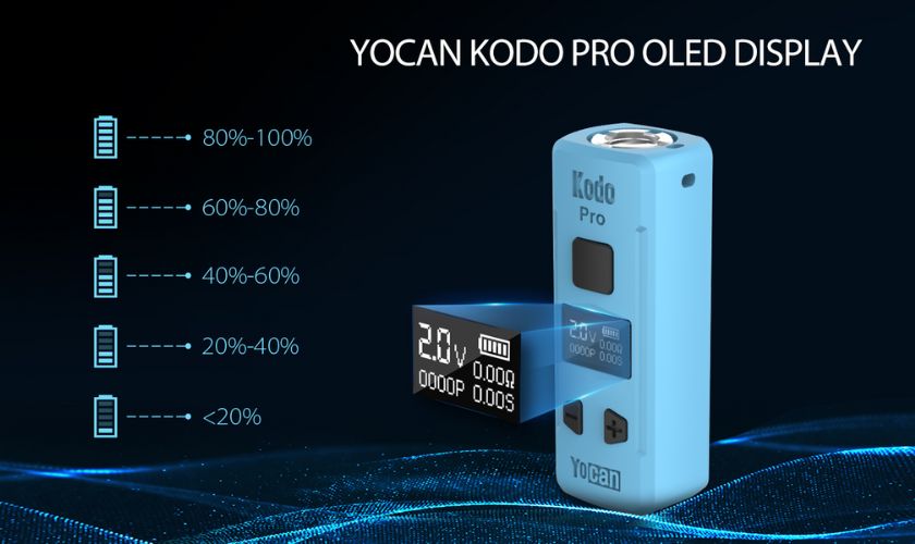 5 Yocan - Kodo Pro Version 510 Cart Battery for KING's Pipe OLED display