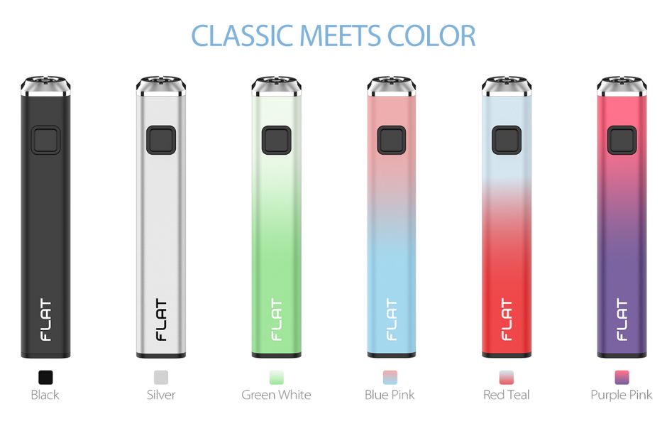 6 Yocan FLAT Series Variable Voltage 510 Battery on KING's Pipe FLAT REGULAR COLORS