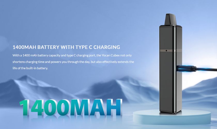 7 Yocan - Cubex Vaporizer Dab Pen for KING's Pipe type C 1400mAh Battery