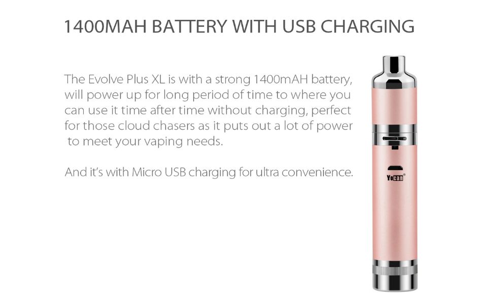 8 Yocan Evolve Plus XL Vaporizer Kit for KING's Pipe USB Charging Battery