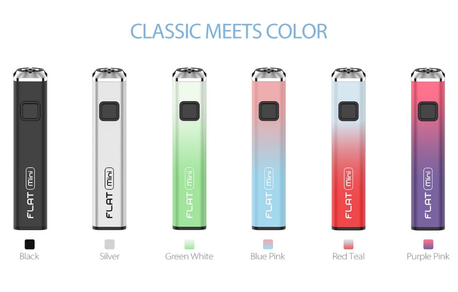 6 Yocan FLAT Series Variable Voltage 510 Battery on KING's Pipe FLAT MINI COLORS