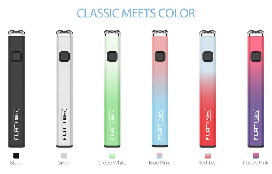 6 Yocan FLAT Series Variable Voltage 510 Battery on KING's Pipe FLAT SLIM COLORS