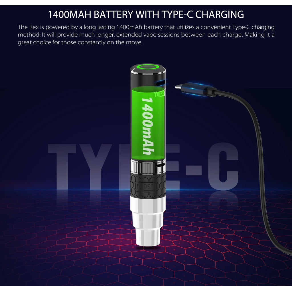 Yocan Rex eNail Vaporizer Description Battery Capacity