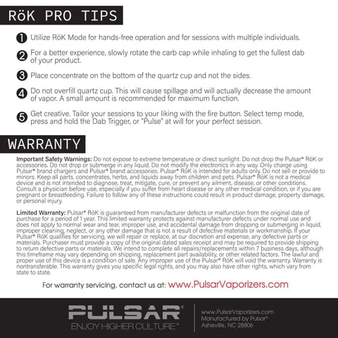 Pulsar Rok Electric Dab Rig Manual