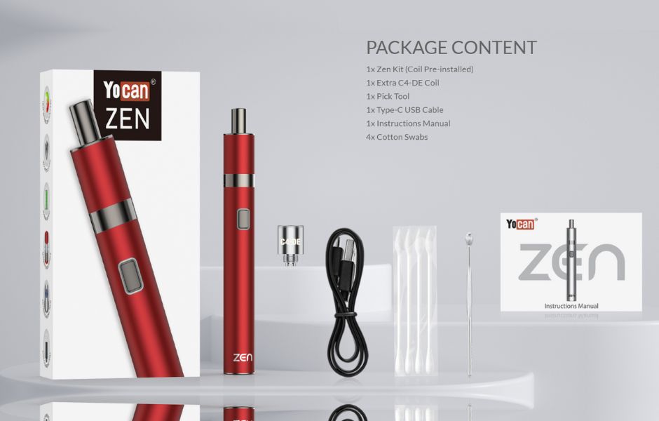 Yocan - ZEN Wax Vaporizer Pen Kit Package Inclusion