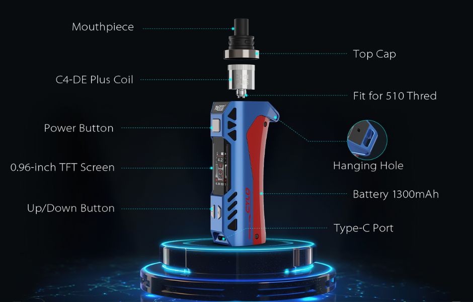 Yocan CYLO Portable Wax Pen Parts of the Device