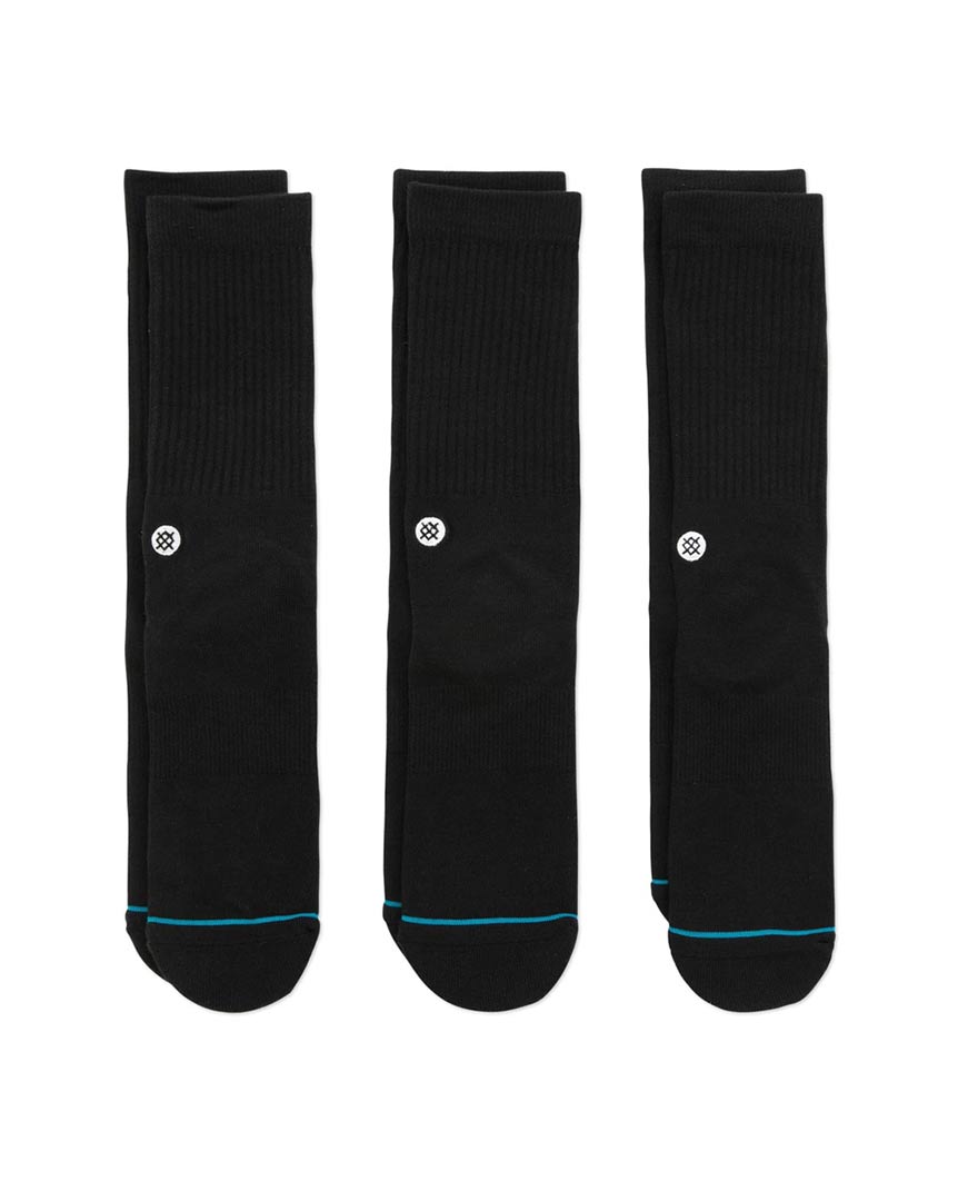 Icon Crew Socks 3 Pack Black