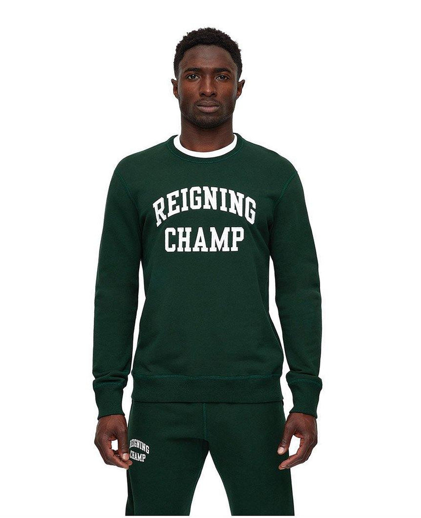 Varsity Crewneck Midweight Terry Forest Green | Reigning Champ