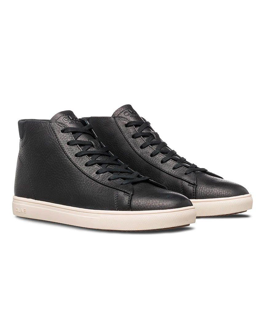 CLAE: Bradley Mid Black Pebbled Leather