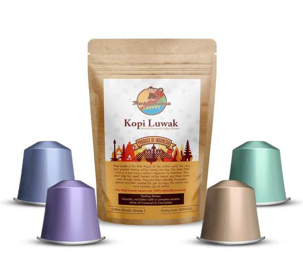 Monkey Business™ Nespresso® Compatible Coffee Capsules / Pods - Wild Kopi Luwak Coffee 0
