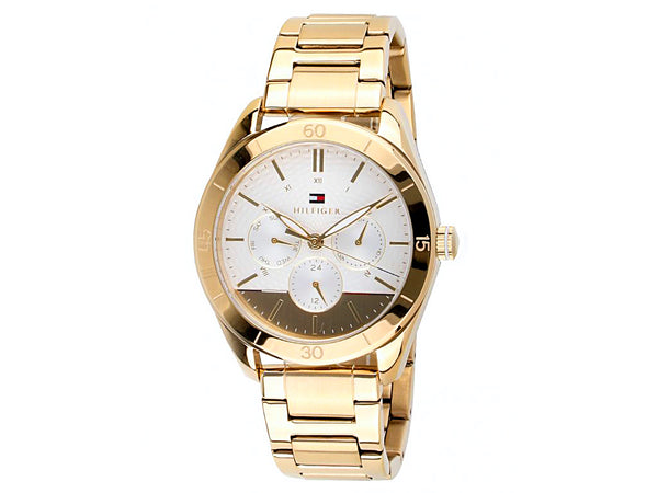 Tommy Hilfiger Gracie Ladies Multi-Function Quartz Watch Stunning Polished Gold-Tone Case & Bracelet