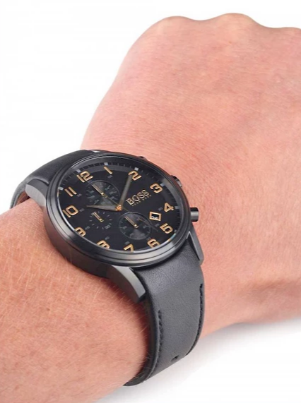 black and gold boss watch