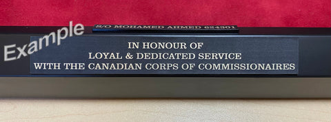 Canadian Corps of Commissionaires example of engraved plaques