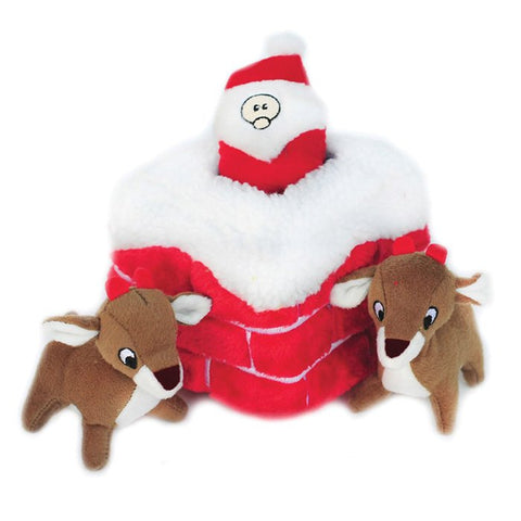 ZippyPaws Holiday Burrow Chimney - Festive Plush Dog Toy