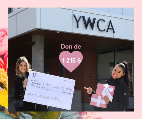 Andrea Gomez et Rachelle Séguin remettant 1215 $ à la YWCA Québec