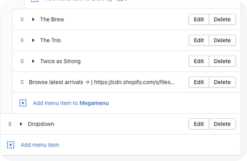 Comment configurer le méga menu du thème de l'aube dans Shopify