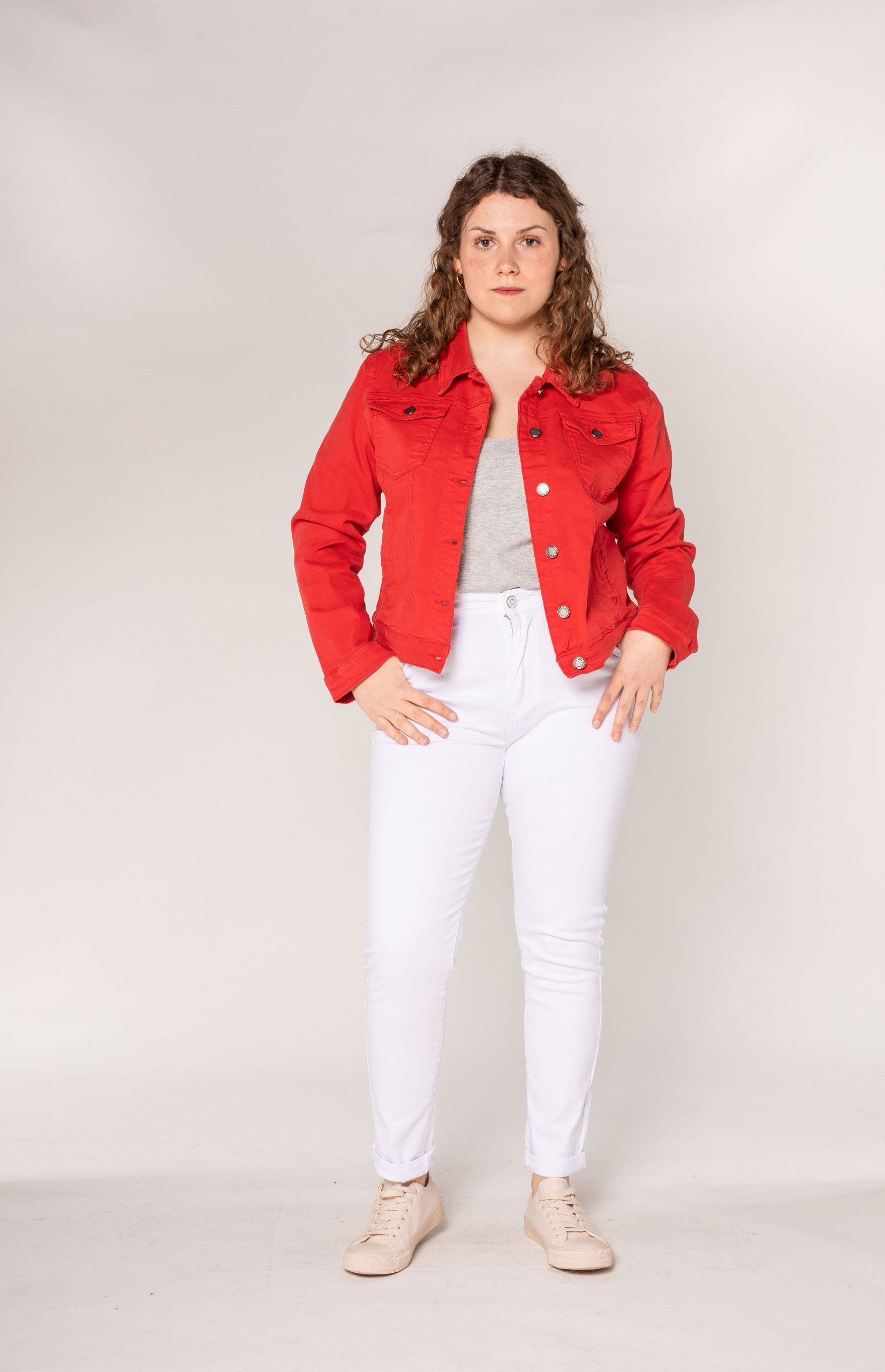 Plus Size Red Denim Jacket, Women's Fashion, Coats, Jackets and Outerwear  on Carousell