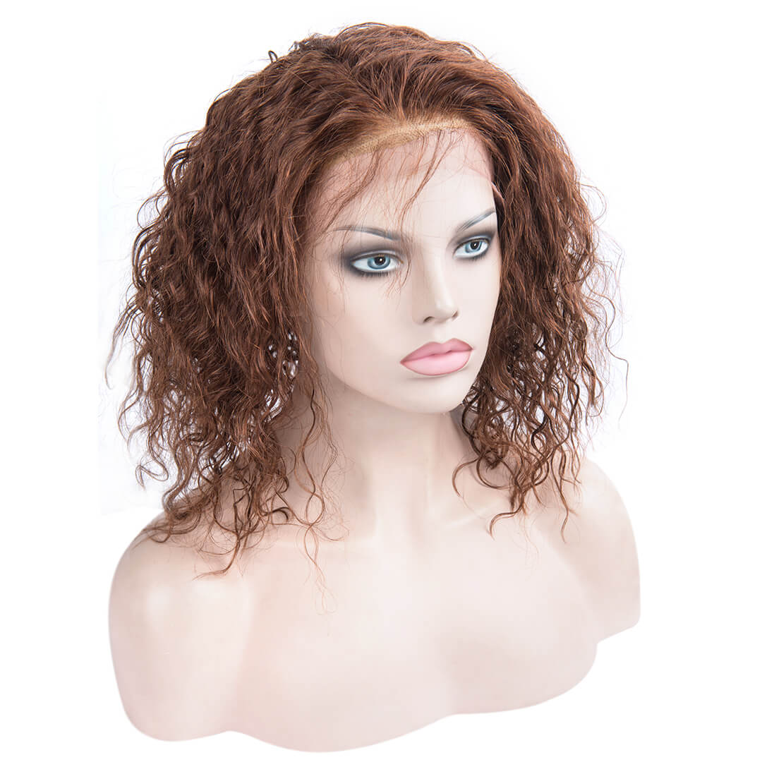 Light brown human hair lace front curly bob wig | Runway Style – Arison