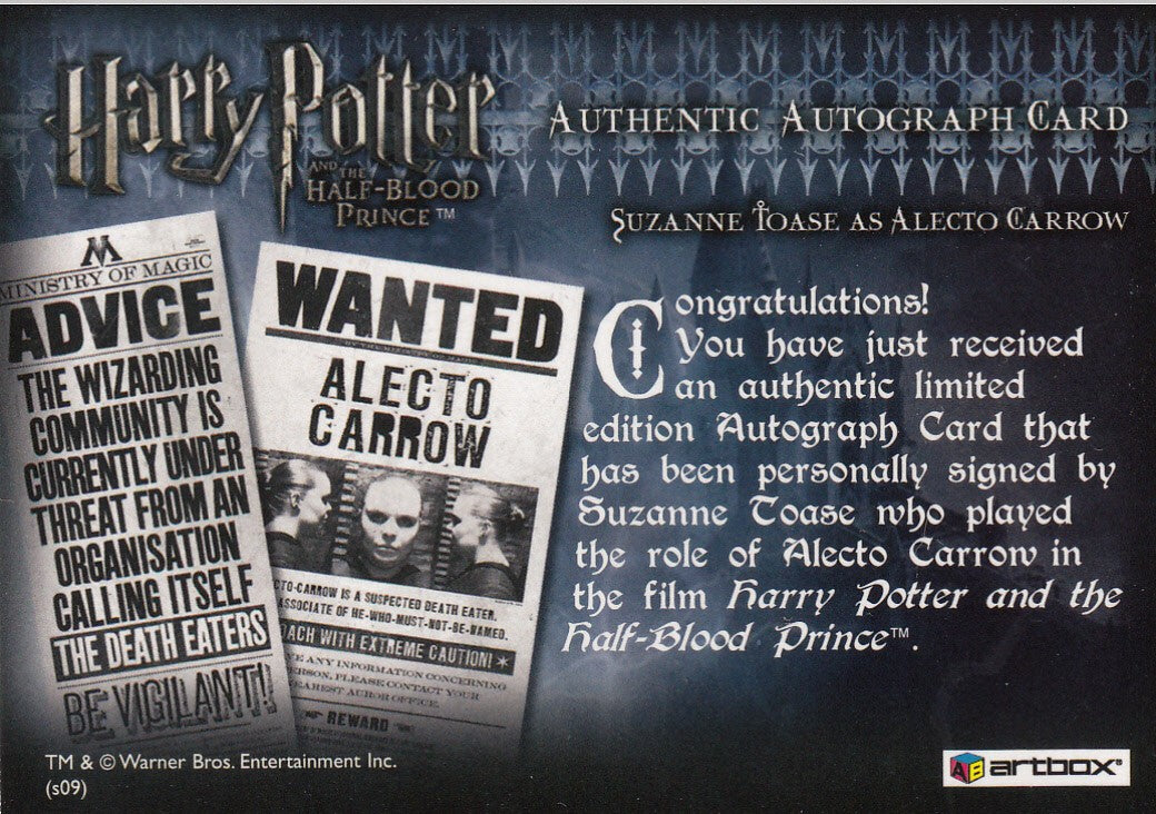 2009 Harry Potter and the Half-Blood Prince Autographs - Suzanne Toase as Alecto Carrow | Eastridge Sports Cards