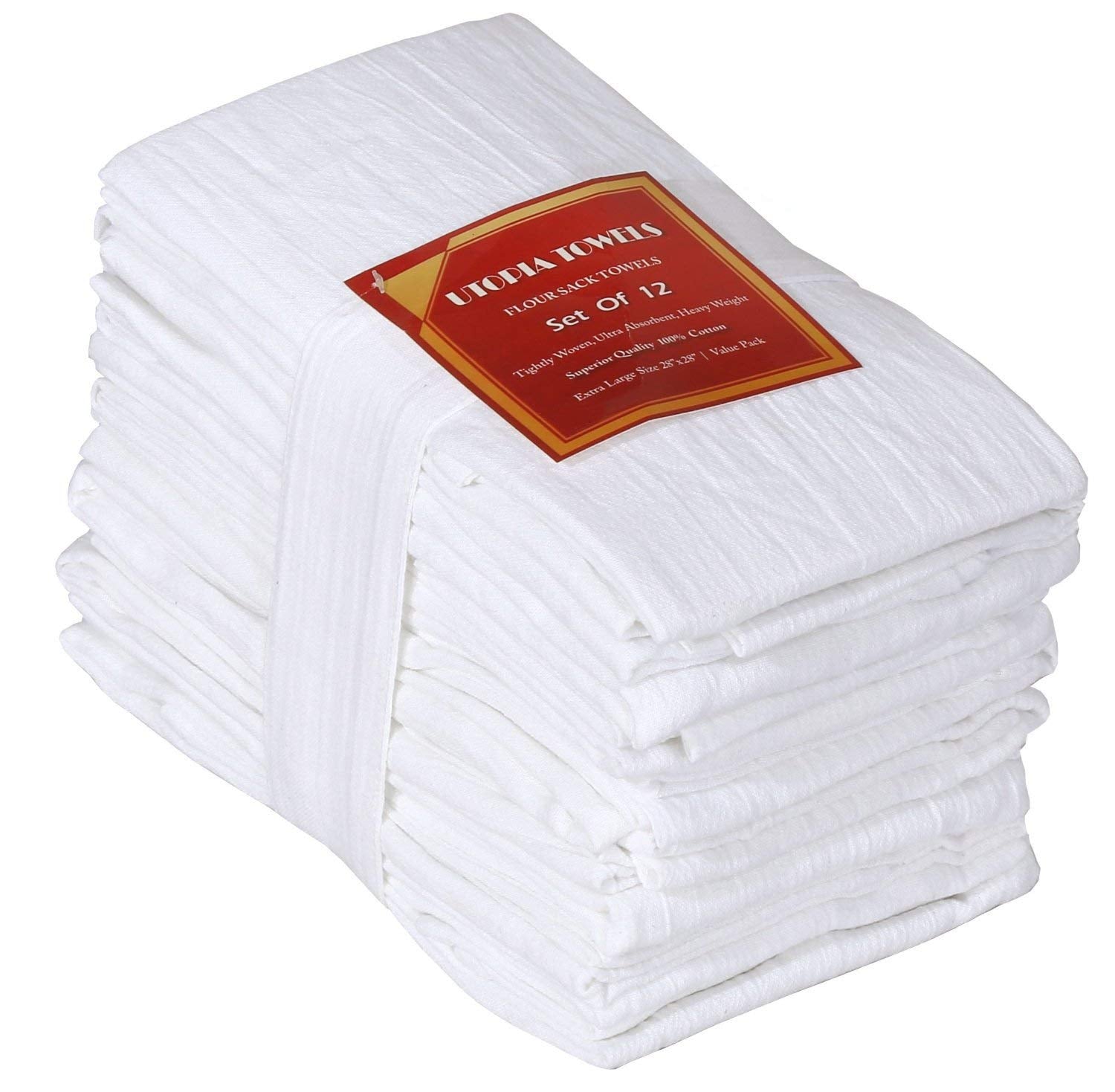 Flour Sack Dish Towels, Kitchen Towels 100% Cotton - Each Towel Size 28x28  Inches- Dark Grey