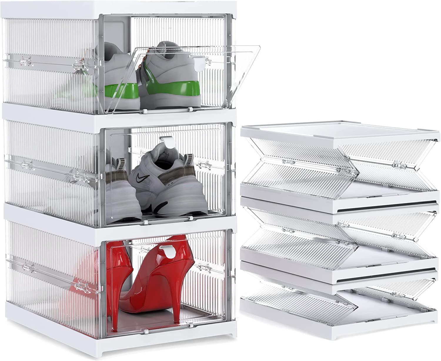 Collapsible 3/6 Layers Shoe Storage Organizer - Stackable Sneaker