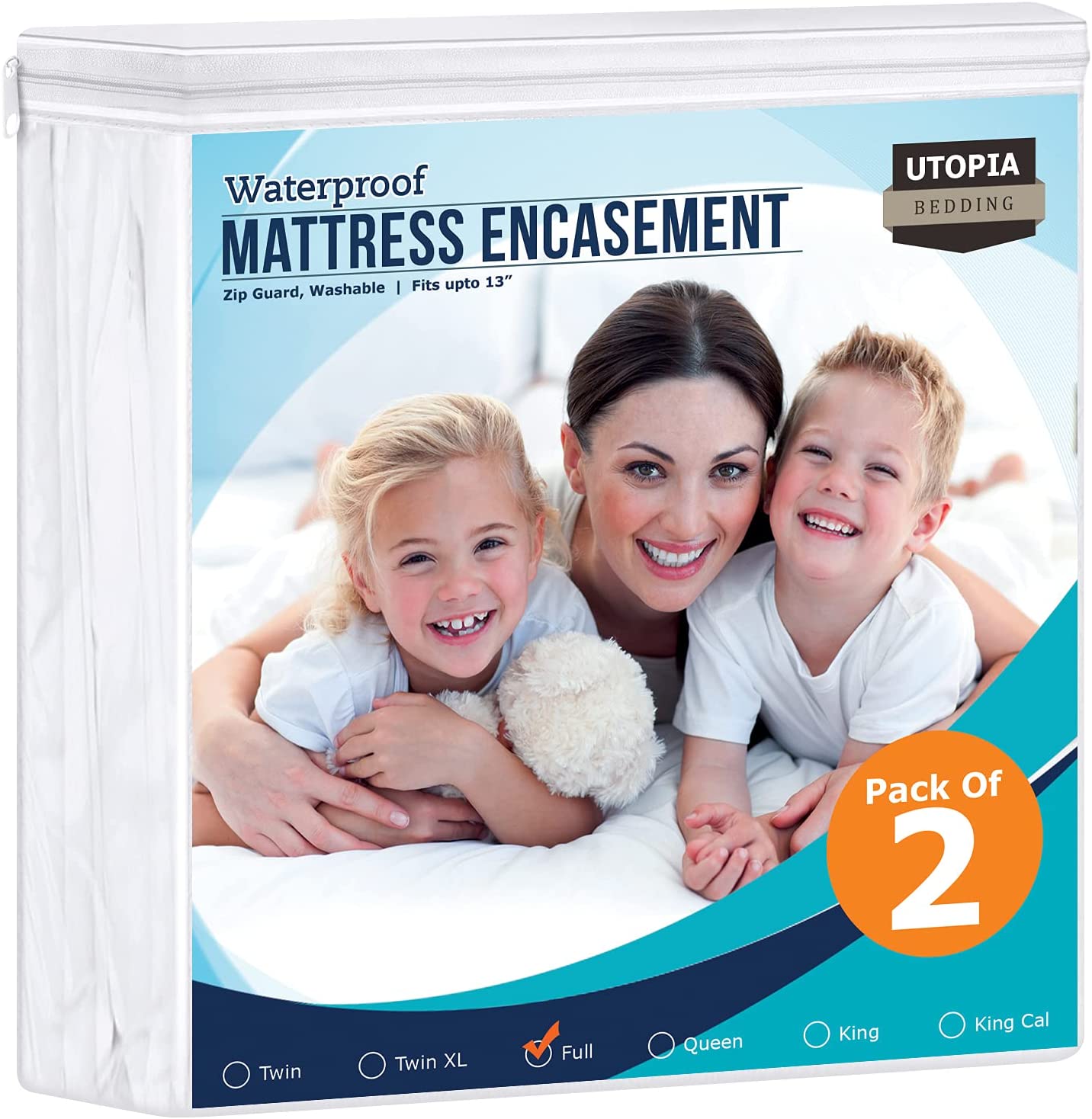 100% Waterproof Zippered Mattress Encasement by Utopia Bedding