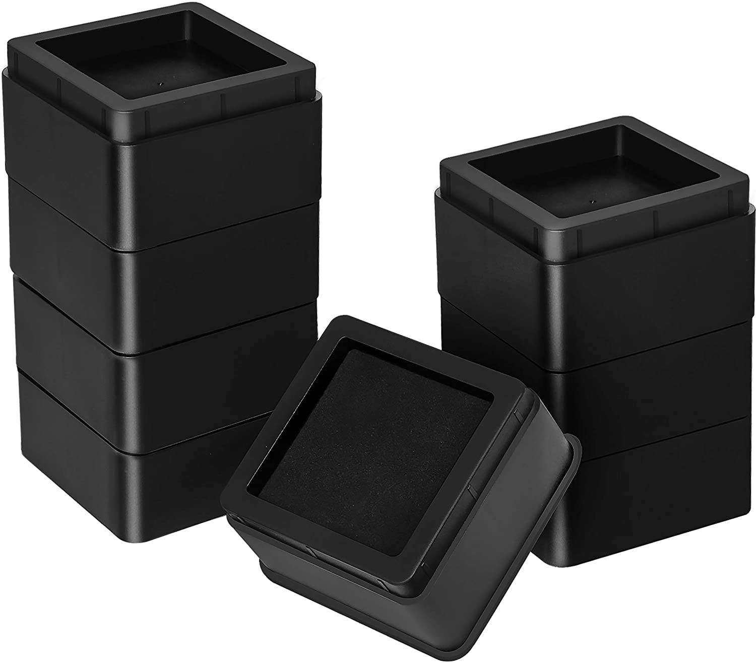 Furniture and Bed Risers - 2 Inch Stackable Square Risers (Black