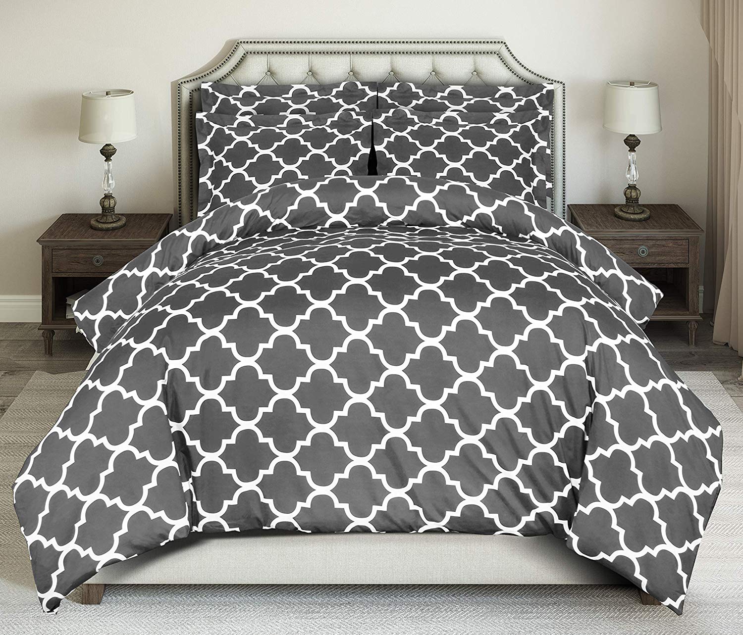 Utopia Bedding 3 Piece Comforter Set (Queen/Full, Grey) with 2 Pillow Shams  - Lu