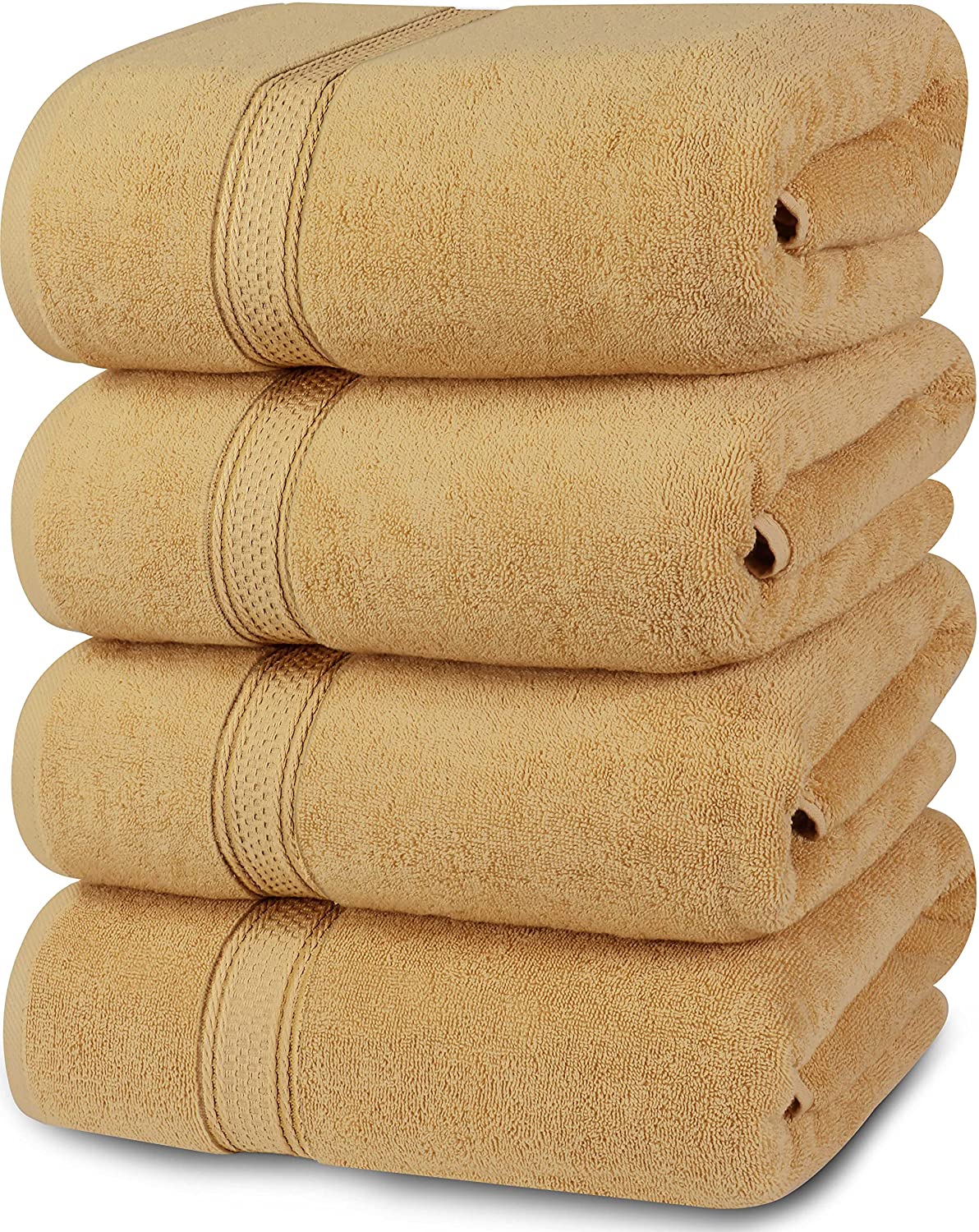 Gold Textiles 4 Pack Premium Cotton Bath Sheets (Bright White, 30x60 inch) Luxury Bath Towel Perfect for Pool and Gym Ring Spun Cotton (White)