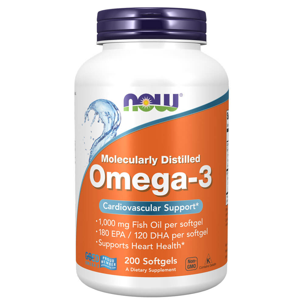 Image of NOW Omega-3, Molecularly Distilled (200 softgels)