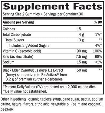 Ingredients and nutritional facts