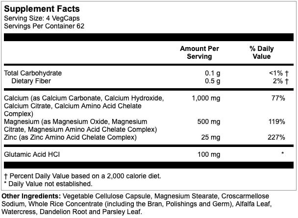 Ingredients and nutritional facts