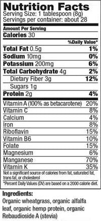 Ingredients and nutritional facts