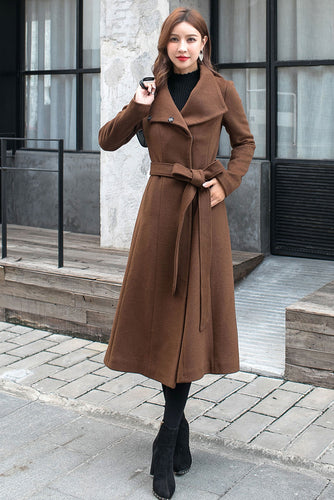 Emerald Green Wool Coat Long Wool Coat Double-breasted Wool Coat Winter Coat  Women Belted Trench Coat A-line Wool Coat Ylistyle C1765 