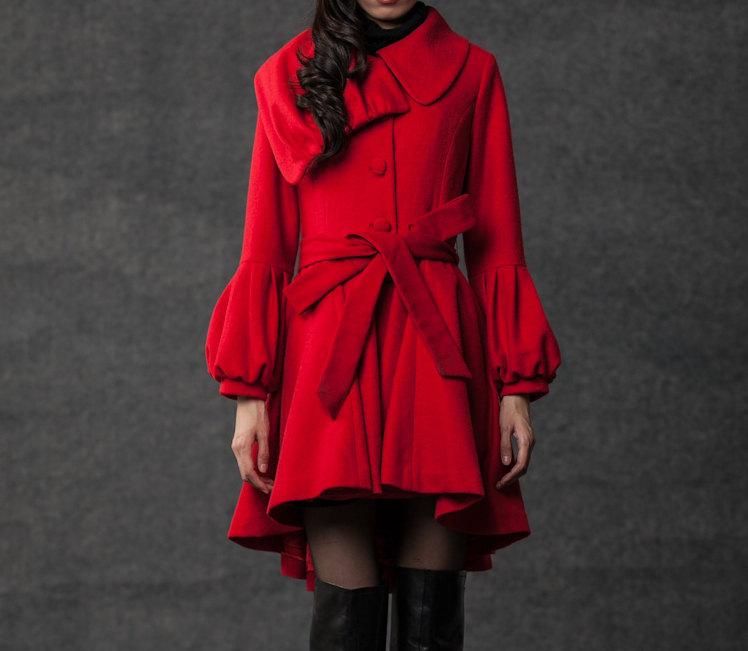 plus size red wool coat