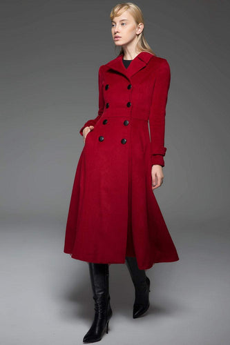 Long gray wool coat, winter women coat, fit and flare coat, warm