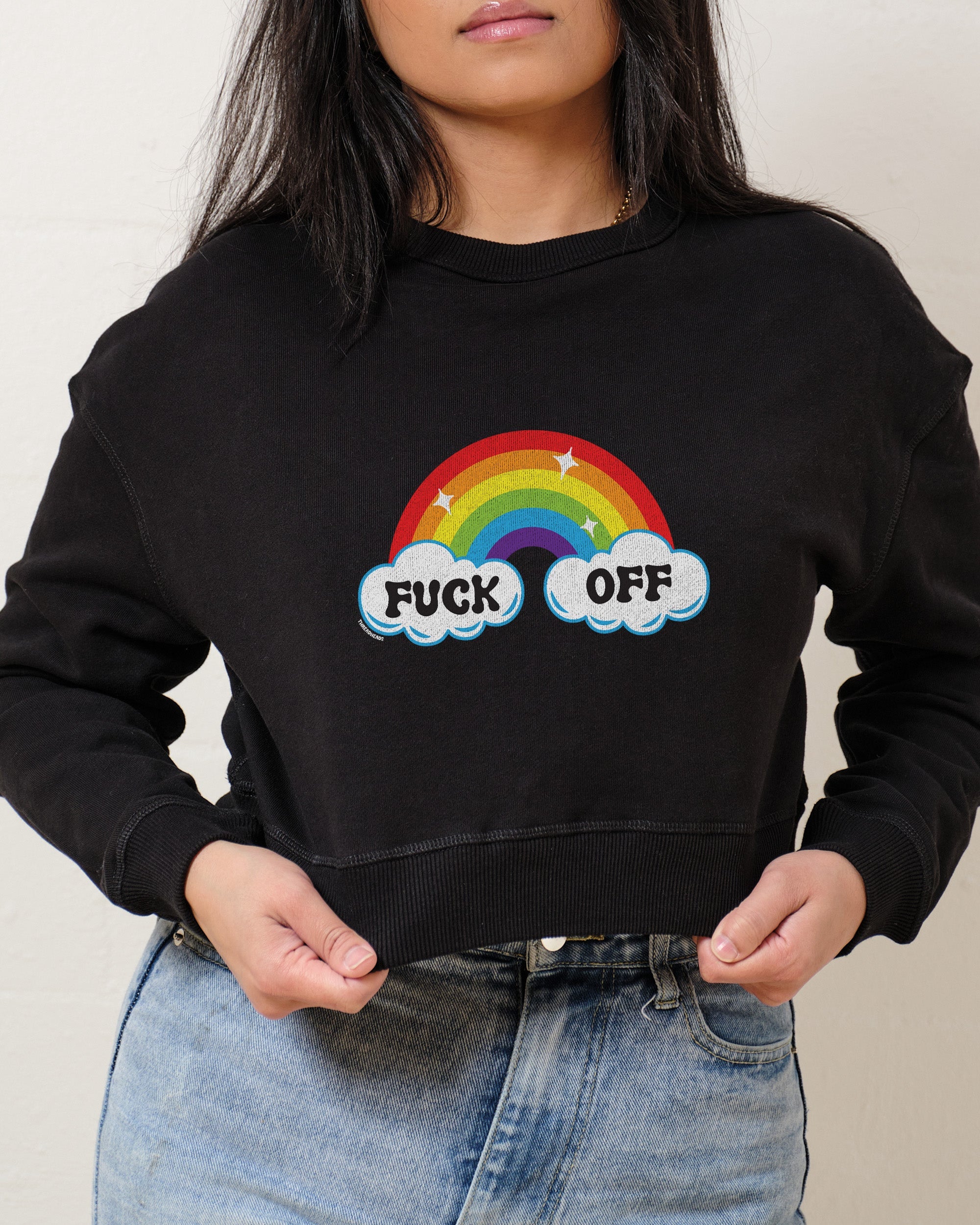 Fk Off Rainbow Crop Jumper