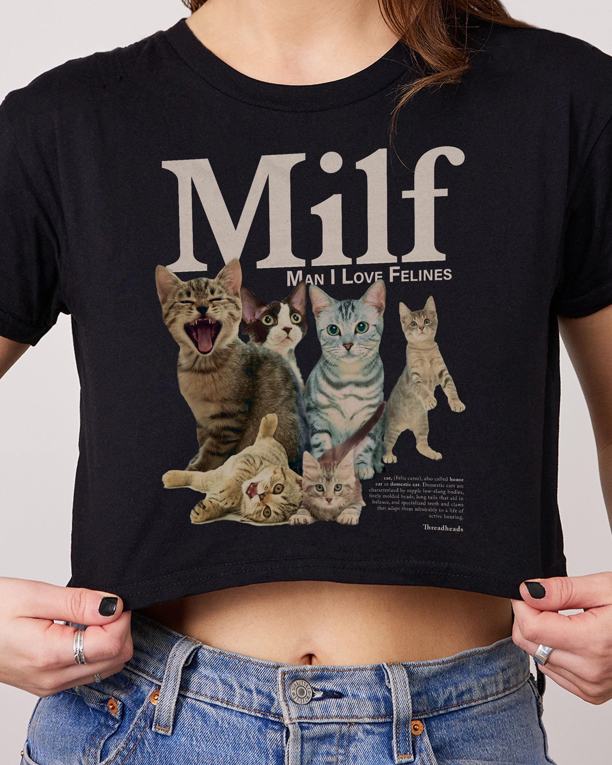 Man I Love Felines Crop Tee Australia Online Black