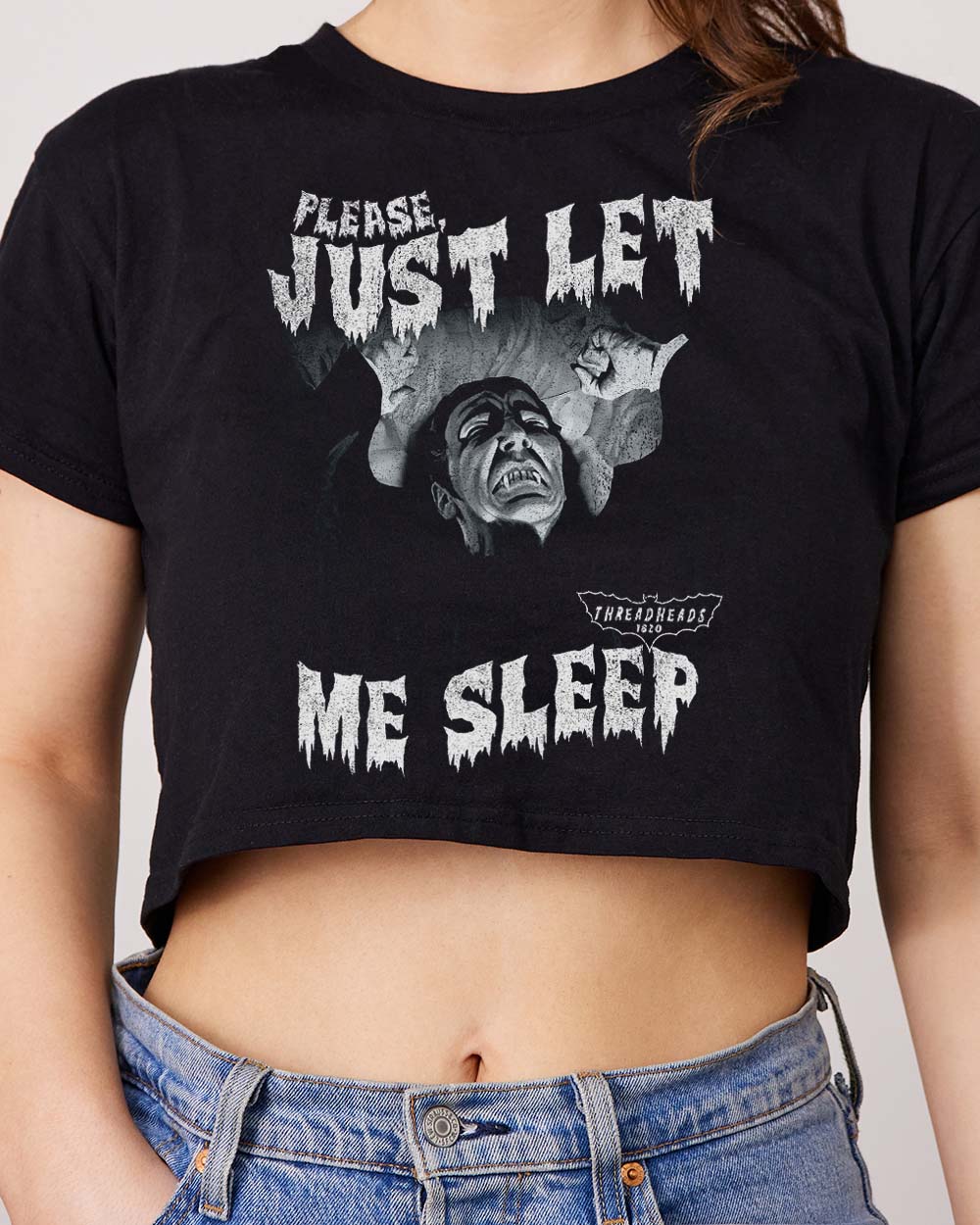 Just Let Me Sleep Dracula Crop Tee Australia Online Black