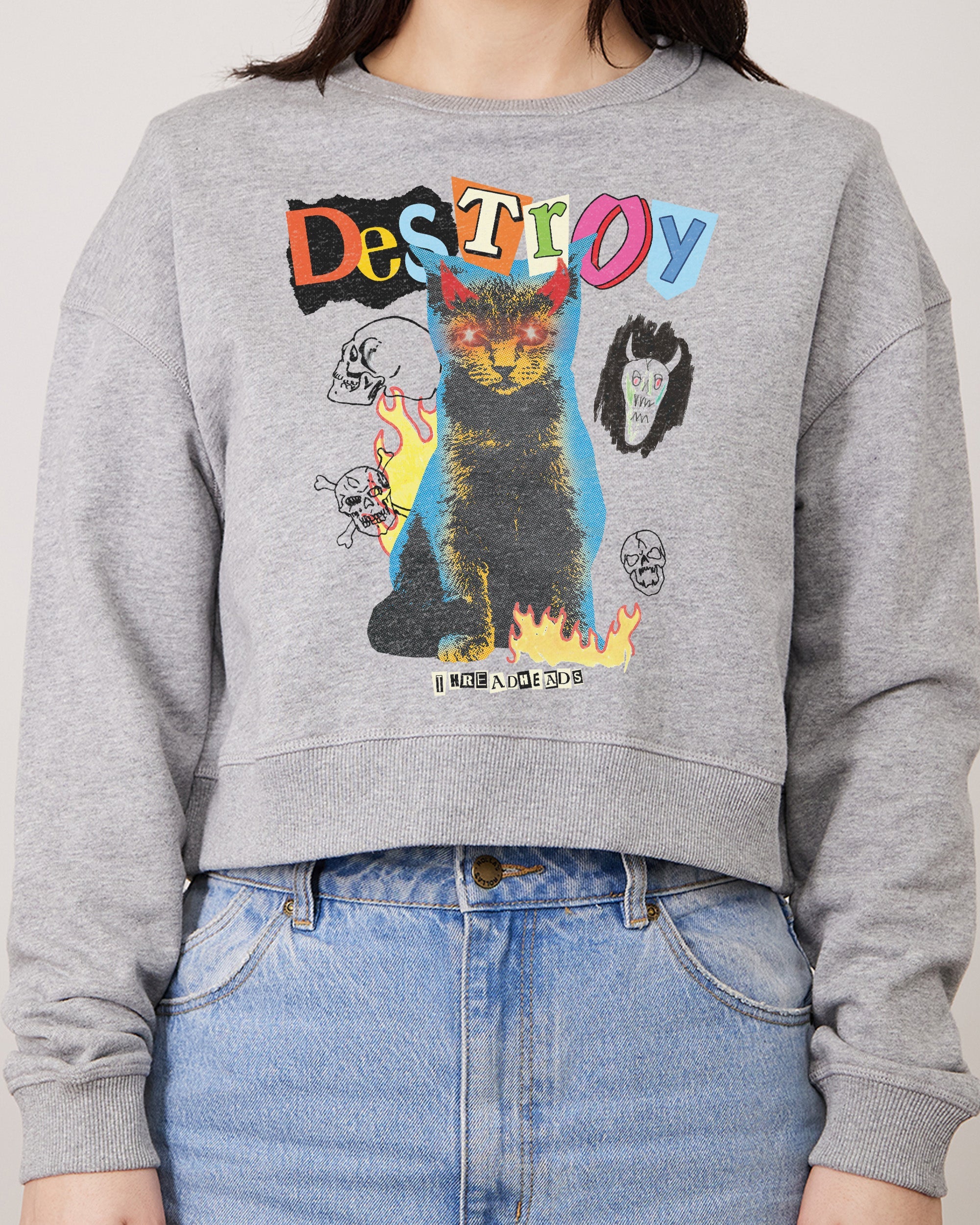 Destroy Cat Crop Jumper