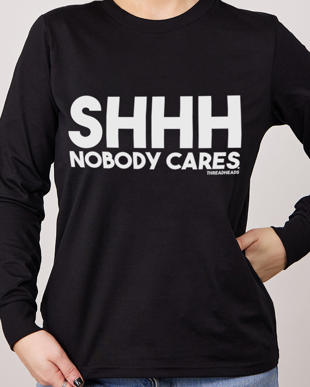 Nobody Cares Long Sleeve Australia Online #colour_black