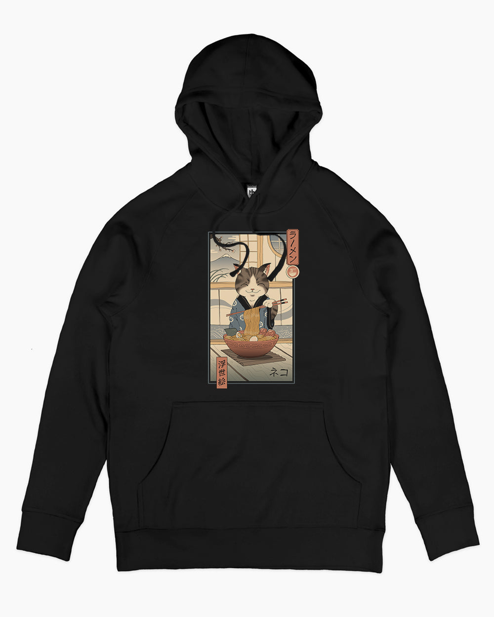 Neko Ramen Ukiyo-e Hoodie Australia Online #colour_black