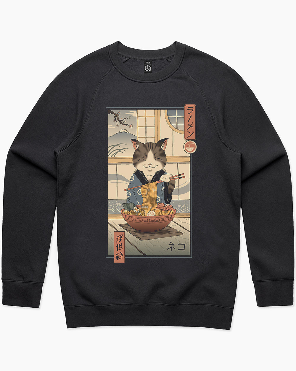 Neko Ramen Ukiyo-e Sweater Australia Online #colour_black