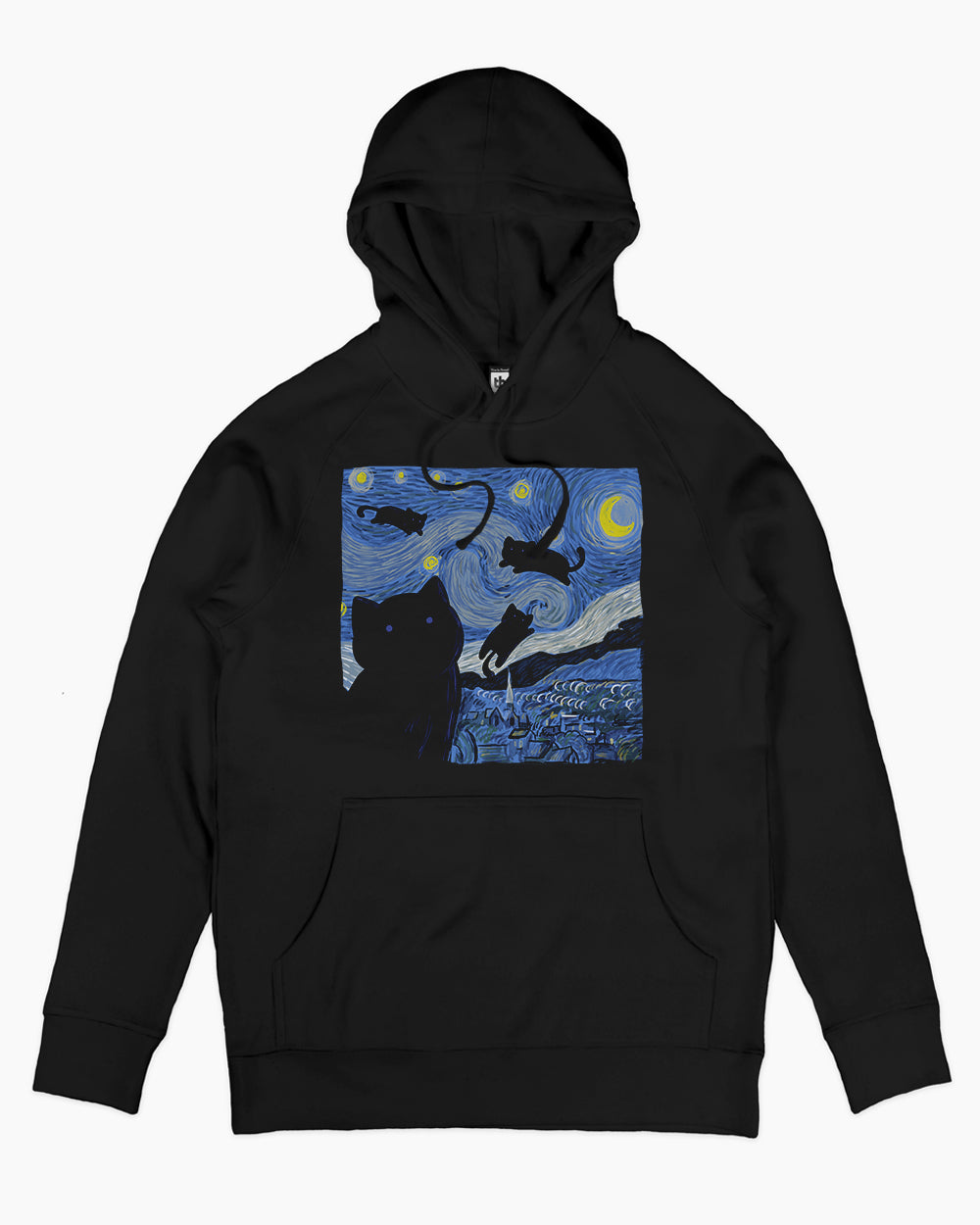 The Starry Cat Night Hoodie Australia Online #colour_black