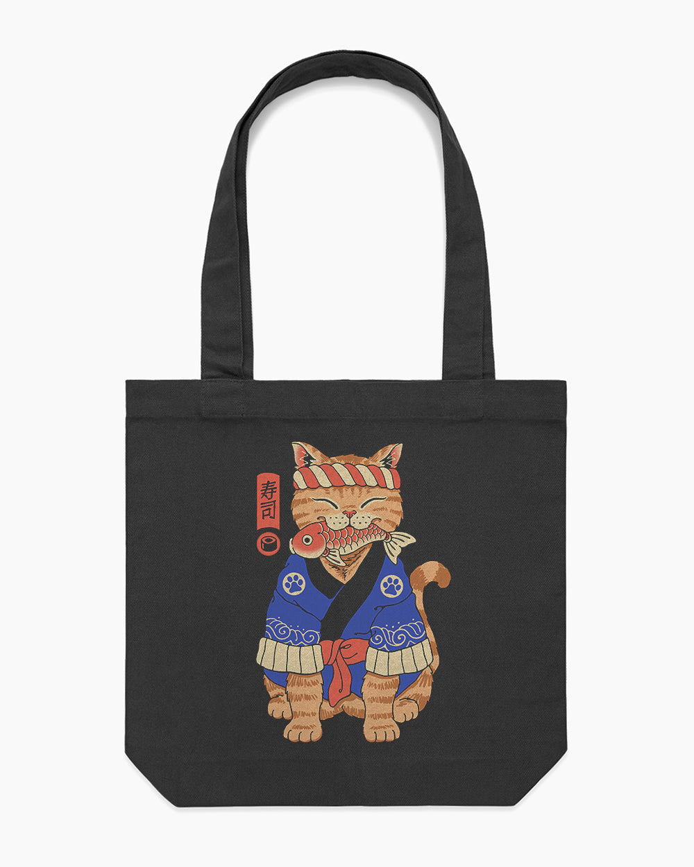 Sushi Meowster Tote Bag Australia Online #colour_black