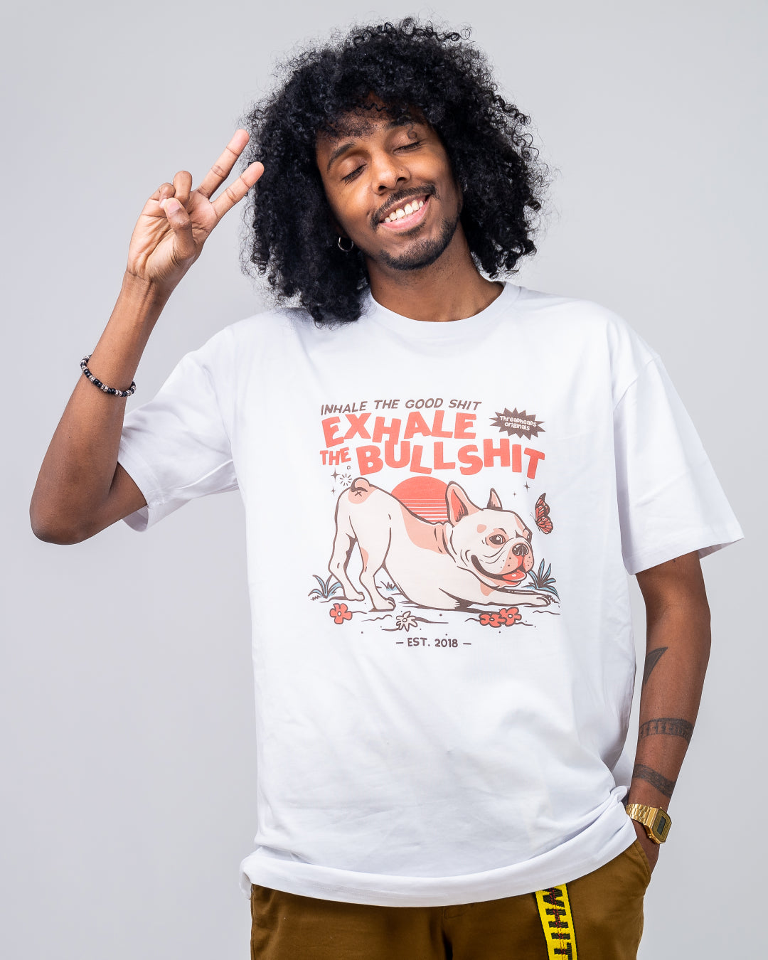 Exhale The Bullshit T-Shirt Australia Online #colour_white