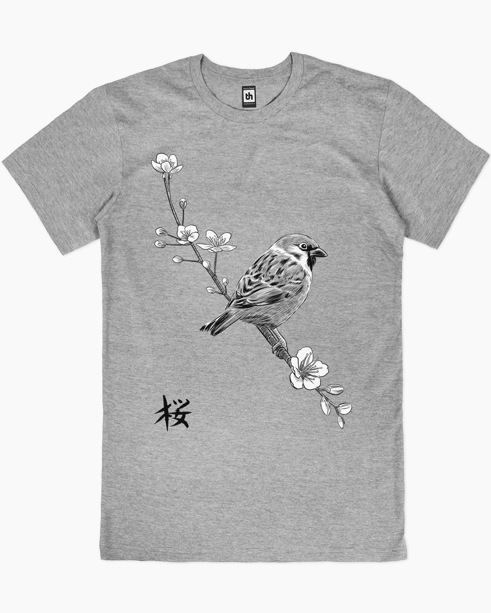 Sparrow on Cherry T-Shirt Australia Online #colour_grey