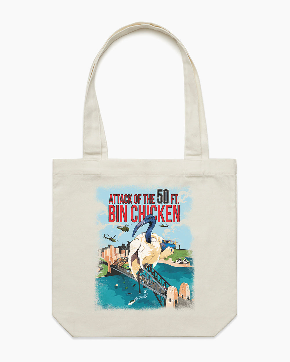 Attack of the 50ft Bin Chicken Tote Bag